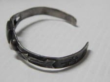 VINTAGE HARVEY 1930-40s NAVAJO INDIAN STERLING SILVER SQR CUT TURQUOISE BRACELET - Additional view 1