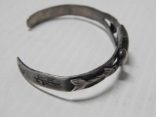 VINTAGE HARVEY 1930-40s NAVAJO INDIAN STERLING SILVER SQR CUT TURQUOISE BRACELET - Additional view 4