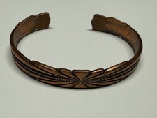 3 Vintage Fred Harvey Era Navajo Copper Stamped Cuff Bracelets Size 6 - Additional view 1