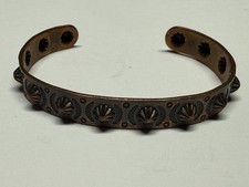 3 Vintage Fred Harvey Era Navajo Copper Stamped Cuff Bracelets Size 6 - Additional view 6