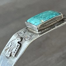 Vtg Fred Harvey Era Sterling Silver Cuff Native American Thunderbird Turquoise - Additional view 11