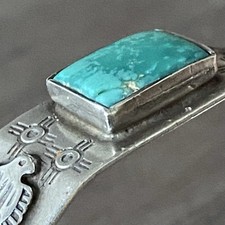 Vtg Fred Harvey Era Sterling Silver Cuff Native American Thunderbird Turquoise - Additional view 12