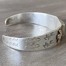 Vtg Fred Harvey Era Sterling Silver Cuff Native American Thunderbird Turquoise - Additional view 17