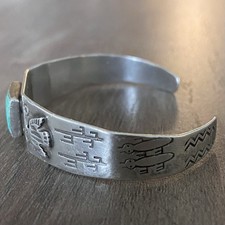 Vtg Fred Harvey Era Sterling Silver Cuff Native American Thunderbird Turquoise - Additional view 7