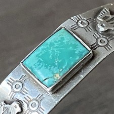 Vtg Fred Harvey Era Sterling Silver Cuff Native American Thunderbird Turquoise - Additional view 10