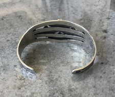 Maisels Sterling 925 Fred Harvey Era Green Turquoise Stamped Cuff Bracelet - Additional view 1