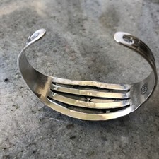 Maisels Sterling 925 Fred Harvey Era Green Turquoise Stamped Cuff Bracelet - Additional view 2