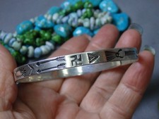 Fred Harvey Era NAVAJO Stamped Coin Silver WHIRLING LOGS 8.25