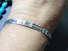 Fred Harvey Era NAVAJO Stamped Coin Silver WHIRLING LOGS 8.25