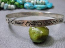 Fred Harvey Era NAVAJO Stamped Coin Silver WHIRLING LOGS 8.25