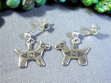 Fred Harvey Era Tribute NAVAJO Sterling Silver HORSE DOG Post EARRINGS SunWest - Additional view 1