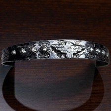 Vintage Fred Harvey Sterling Silver American Indian Thunderbird Cuff Bracelet - Additional view 1
