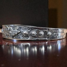 Vintage Fred Harvey Sterling Silver American Indian Thunderbird Cuff Bracelet - Additional view 13