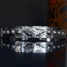 Vintage Fred Harvey Sterling Silver American Indian Thunderbird Cuff Bracelet - Additional view 4