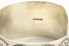 Vintage Navajo Sterling Silver Old Pawn Harvey Stamped Thunderbird Cuff Bracelet - Additional view 5