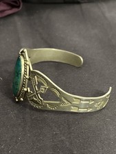 Vtg Nickel Silver Turquoise BELL TRADING POST Cuff Fred Harvey Zia Sun Route 66 - Additional view 1