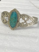 Vtg Nickel Silver Turquoise BELL TRADING POST Cuff Fred Harvey Zia Sun Route 66 - Additional view 8