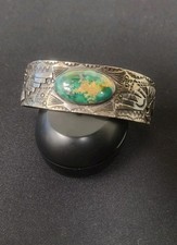 Vintage Fred Harvey Era Navajo Estate Jewelry Thunderbird Stamped Cuff Bracelet - Additional view 1