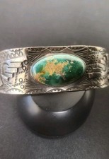 Vintage Fred Harvey Era Navajo Estate Jewelry Thunderbird Stamped Cuff Bracelet - Additional view 8