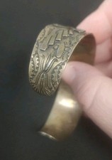 Vintage Fred Harvey Era Navajo Estate Jewelry Thunderbird Stamped Cuff Bracelet - Additional view 9