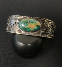 Vintage Fred Harvey Era Navajo Estate Jewelry Thunderbird Stamped Cuff Bracelet