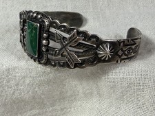 VTG Navajo Sterling Fred Harvey Era Turquoise Cuff Bracelet - Additional view 1