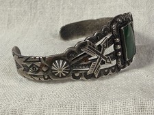 VTG Navajo Sterling Fred Harvey Era Turquoise Cuff Bracelet - Additional view 3