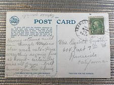 Cliff Ruins in Frijoles Canyon Santa Fe New Mexico Postcard Fred Harvey - Additional view 1