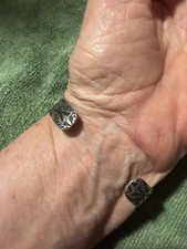 Old Vintaage FRED HARVEY ERA Navajo Turquoise arrowhead Sterling Bracelet - Additional view 2