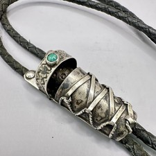 Papoose Baby Diné-Inspired Cradleboard Bolo Tie Fred Harvey Era Turquoise Silver - Additional view 1