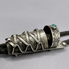 Papoose Baby Diné-Inspired Cradleboard Bolo Tie Fred Harvey Era Turquoise Silver - Additional view 2