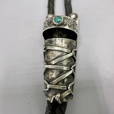 Papoose Baby Diné-Inspired Cradleboard Bolo Tie Fred Harvey Era Turquoise Silver - Additional view 4