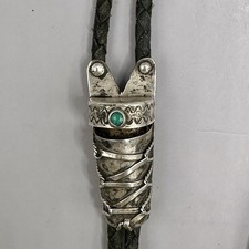 Papoose Baby Diné-Inspired Cradleboard Bolo Tie Fred Harvey Era Turquoise Silver - Additional view 5
