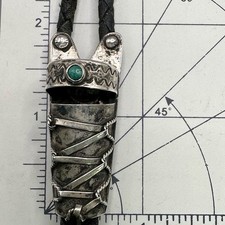 Papoose Baby Diné-Inspired Cradleboard Bolo Tie Fred Harvey Era Turquoise Silver - Additional view 9
