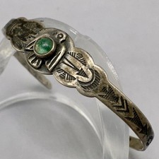 Native American Cuff Bracelet Fred Harvey Era Sterling Silver Turquoise Size 5 S - Additional view 1