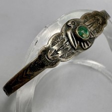 Native American Cuff Bracelet Fred Harvey Era Sterling Silver Turquoise Size 5 S - Additional view 2