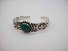 Vintage Navajo Fred Harvey Era Turquoise Sterling Silver Bracelet - Additional view 11
