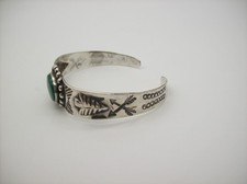 Vintage Navajo Fred Harvey Era Turquoise Sterling Silver Bracelet - Additional view 9