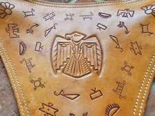 Fred Harvey Leather Hand Tooled Replacement Tri-pod Seat Circa 1950's - Additional view 1