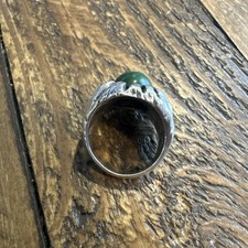 Vintage Fred Harvey Era Navajo Green Turquoise Sterling Silver Ring Size 8 - Additional view 3