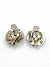 VTG Fred Harvey Style Sterling Green Turquoise Stud Earrings Petite Thunderbird - Additional view 8