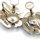 VTG Fred Harvey Style Sterling Green Turquoise Stud Earrings Petite Thunderbird - Additional view 10