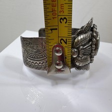 VTG Southwestern Fred Harvey Era Silver Tone Cuff Bracelet with Turquoise Stone - Additional view 11