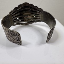 VTG Southwestern Fred Harvey Era Silver Tone Cuff Bracelet with Turquoise Stone - Additional view 12