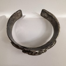 VTG Southwestern Fred Harvey Era Silver Tone Cuff Bracelet with Turquoise Stone - Additional view 5