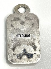 Vtg Fred Harvey Era Sterling Pendent Turquoise Thunderbird Dog Tag Style Flaw - Additional view 1