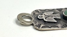 Vtg Fred Harvey Era Sterling Pendent Turquoise Thunderbird Dog Tag Style Flaw - Additional view 6