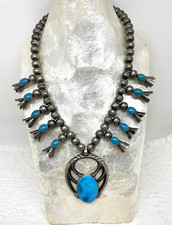 Vtg JP Pacific Jewelry Fred Harvey Era Sterling Squash Blossom Necklace - Additional view 4