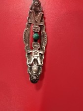 VINTAGE HANDMADE NAVAJO FRED HARVEY ERA DOUBLE NATIVE & TURQUOISE BROOCH RARE 🔥 - Additional view 2