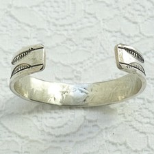 Vintage JM Fred Harvey Era Navajo Ingot Silver Cuff Bracelet Book Piece Stamped - Additional view 8